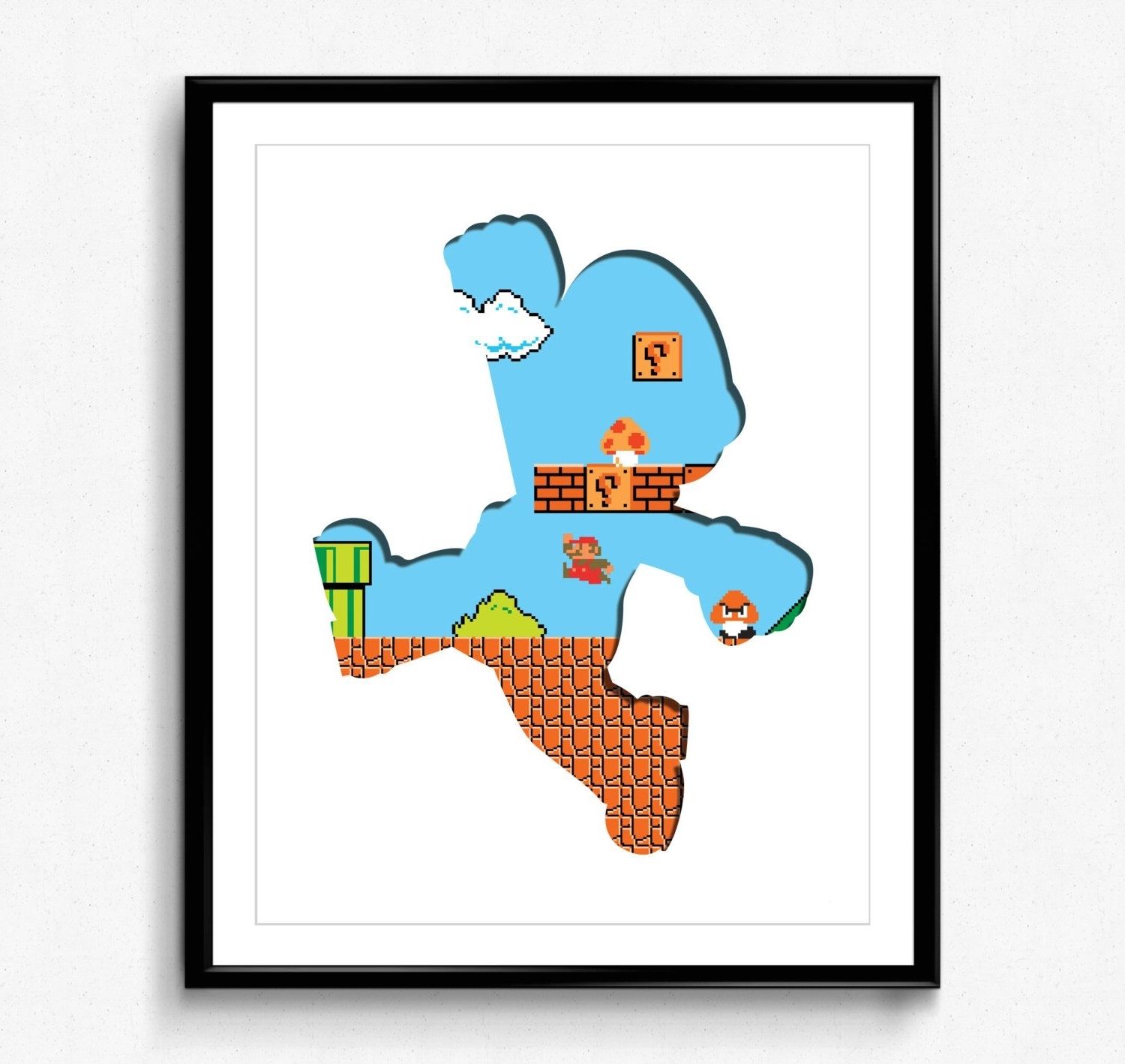 Widely Used Super Mario Bros – 8 Bit Mario – Video Game Print, Wall Art In Nintendo Wall Art (View 3 of 15)