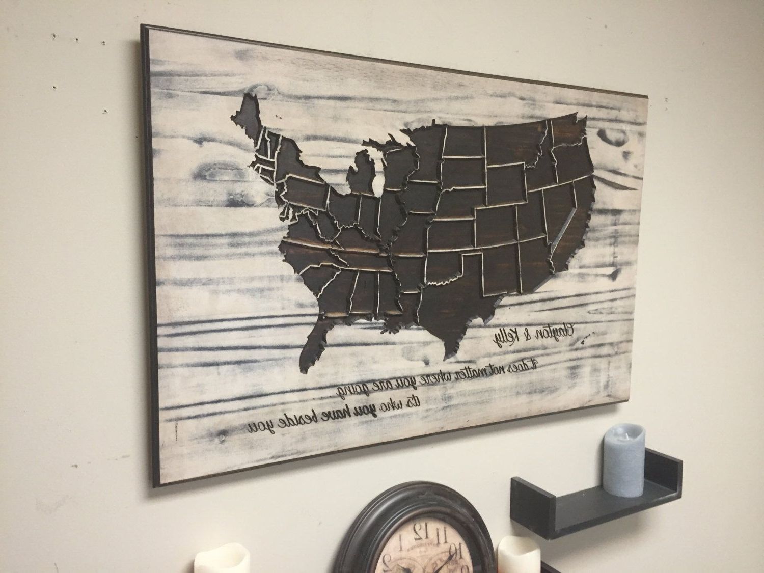 Widely Used Us Map Wall Art For Rustic Us Map Wood Wall Art, Carved, United States Map, State (Photo 4 of 15)
