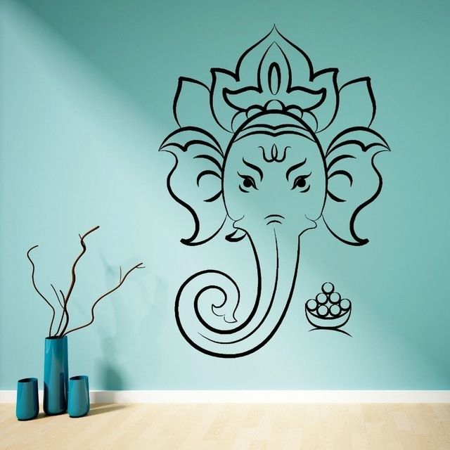 2017 Ganesh Wall Art Throughout Hindu God Ganesha Ganesh Vinilo Adhesivo Mural Home Decoration (Photo 1 of 15)