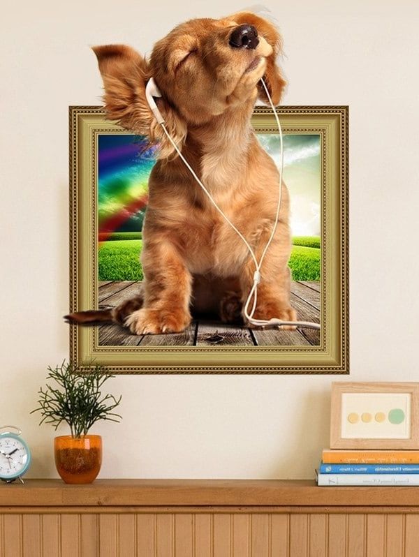 2018 Dogs 3d Wall Art Regarding Brown 40*50cm Removable 3d Dog Animal Vinyl Wall Art Sticker For (View 1 of 15)