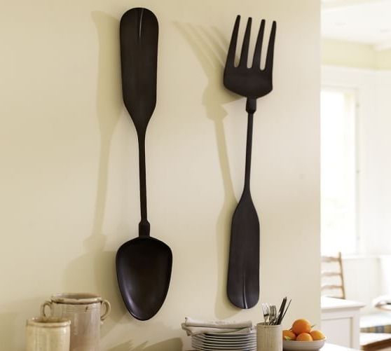 2018 Large Utensil Wall Art For Wooden Fork And Spoon Wall Decor With Large Size And Creative Accent (View 9 of 15)