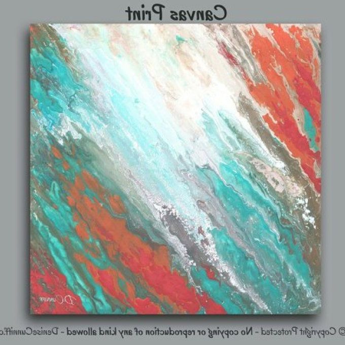 33 Aqua Abstract Wall Art, Blue Abstract Metal Painting Contemporary With Regard To Current Aqua Abstract Wall Art (View 8 of 15)