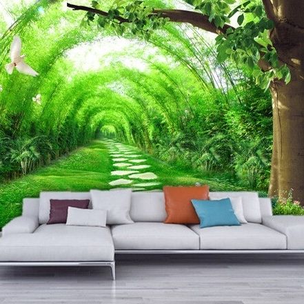 3D Wall Art For Living Room Inside Famous Home Living Room Tv Background 3D Bamboo Mural Thai Wall Art Hotel (View 6 of 15)