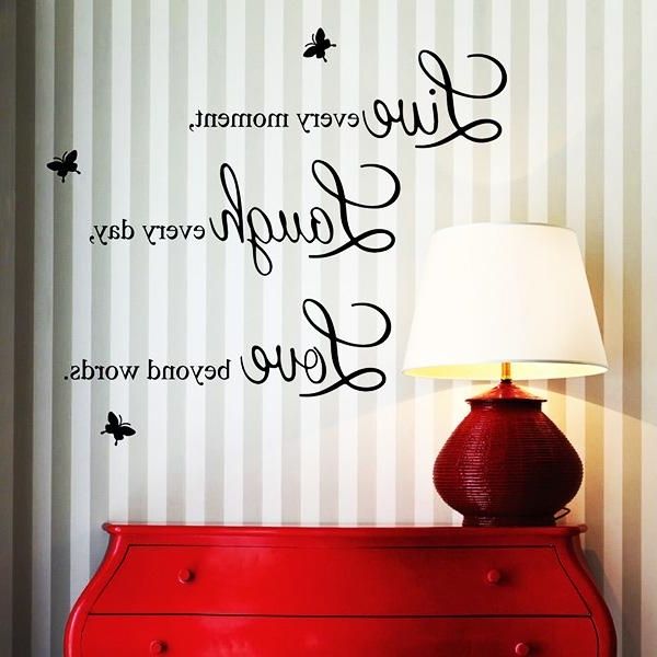 3d Wall Art Words Inside Famous Wall Paper Quote Vinyl 3d Butterfly Wall Art Live Every Moment/laugh (View 8 of 15)