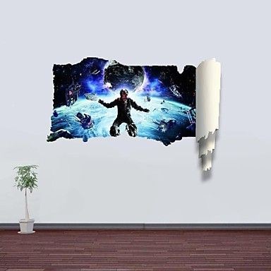 3d Wall Stickers Wall Decals, Outer Space Decor Vinyl Wall Stickers Regarding Trendy Space 3d Vinyl Wall Art (Photo 1 of 15)