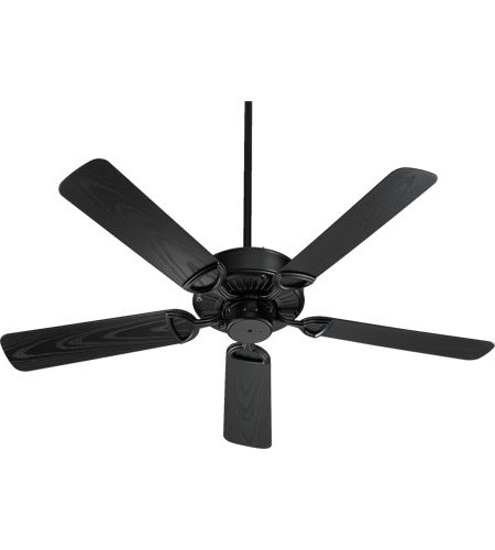 52 Inch Outdoor Ceiling Fans With Lights Within Well Liked Quorum 143525 599 Estate Patio 52 Inch Matte Black With Black Blades (View 3 of 15)