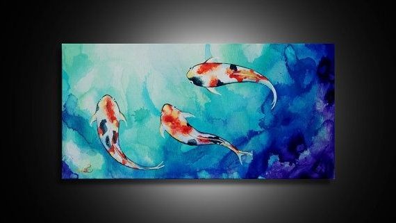 Abstract Fish Wall Art In 2018 Abstract Art Koi Fish Painting Wall Art 12x24 Canvasgossart (View 6 of 15)
