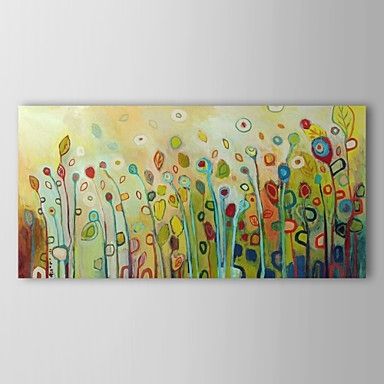 Abstract Floral Wall Art Throughout 2017 Abstract Flower Floral Oil Painting Wall Art With Stretched And (Photo 1 of 15)