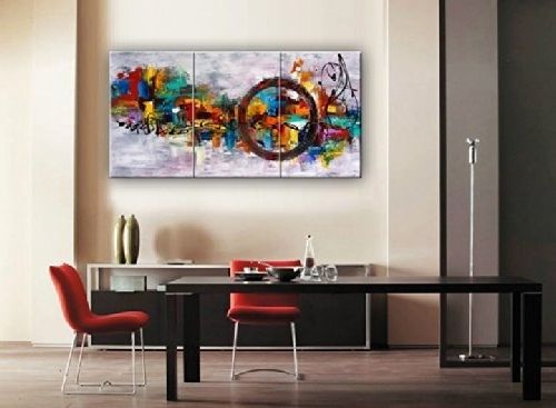 Abstract Living Room Wall Art With Latest Santin Art Circle Of Magic Modern Canvas Art Wall Decor Abstract Oil (View 1 of 15)