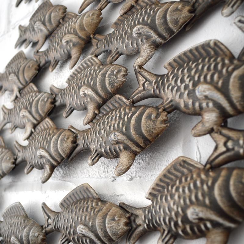 Abstract Metal Fish Wall Art With Regard To 2017 Metal Wall Art – Shoal Of Fish – Coastalhome.co (View 8 of 15)