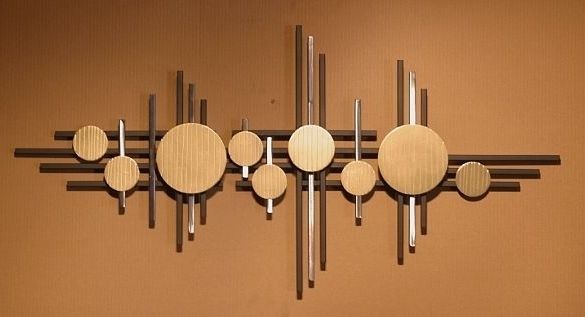 Abstract Metal Sculpture Wall Art Circles Black Gold Silver Us For Most Recently Released Abstract Metal Sculpture Wall Art (View 1 of 15)