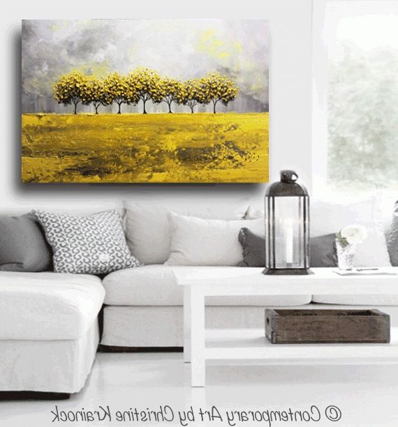 Abstract Nature Canvas Wall Art Within Well Known Giclee Print Art Abstract Yellow Grey Painting Tree Landscape Canvas (View 13 of 15)