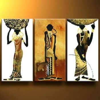 African Tribute Modern Canvas Wall Art Abstract Oil Painting Intended For Popular Abstract African Wall Art (View 10 of 15)