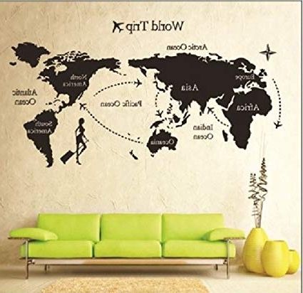 Amazon: 1 X Global World Map Atlas Vinyl Wall Art Decal Sticker With Regard To Latest Atlas Wall Art (Photo 1 of 15)