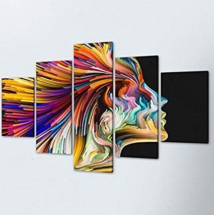 Amazon: Abstract Colors Angel Black Imagination Wall Art In Most Up To Date Abstract Graphic Wall Art (View 4 of 15)