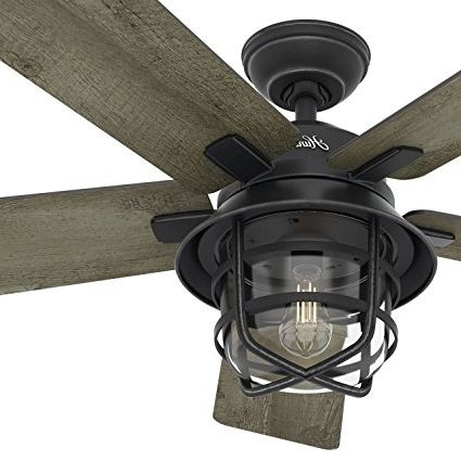 Amazon: Hunter Fan 54" Weathered Zinc Outdoor Ceiling Fan With A Inside Best And Newest Outdoor Ceiling Fans With Covers (Photo 1 of 15)