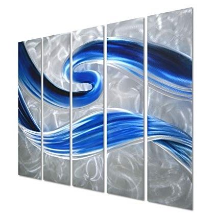 Amazon: Pure Art Swirls Of Color – Small Metal Wall Art Decor With Regard To Well Known Blue And Silver Wall Art (Photo 14 of 15)