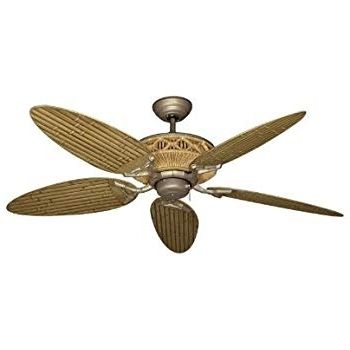 Bamboo Outdoor Ceiling Fans With Regard To Current Tiki Tropical Ceiling Fan With 52" Outdoor Bamboo Style Blades In (Photo 4 of 15)