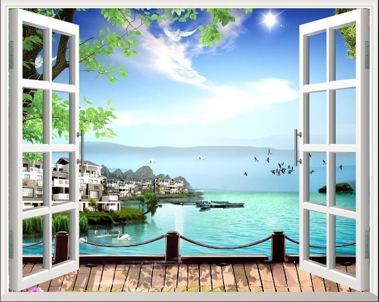 Beach 3d Wall Art With Best And Newest 80*100cm Beach 3d Window View Removable Wall Art Stickers Vinyl Home (View 14 of 15)