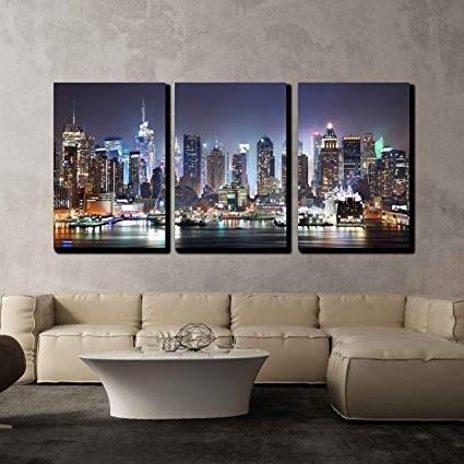 Best And Newest Cityscape Canvas Wall Art In Amazon: Wall26 3 Piece Canvas Wall Art – New York City Manhattan (Photo 15 of 15)