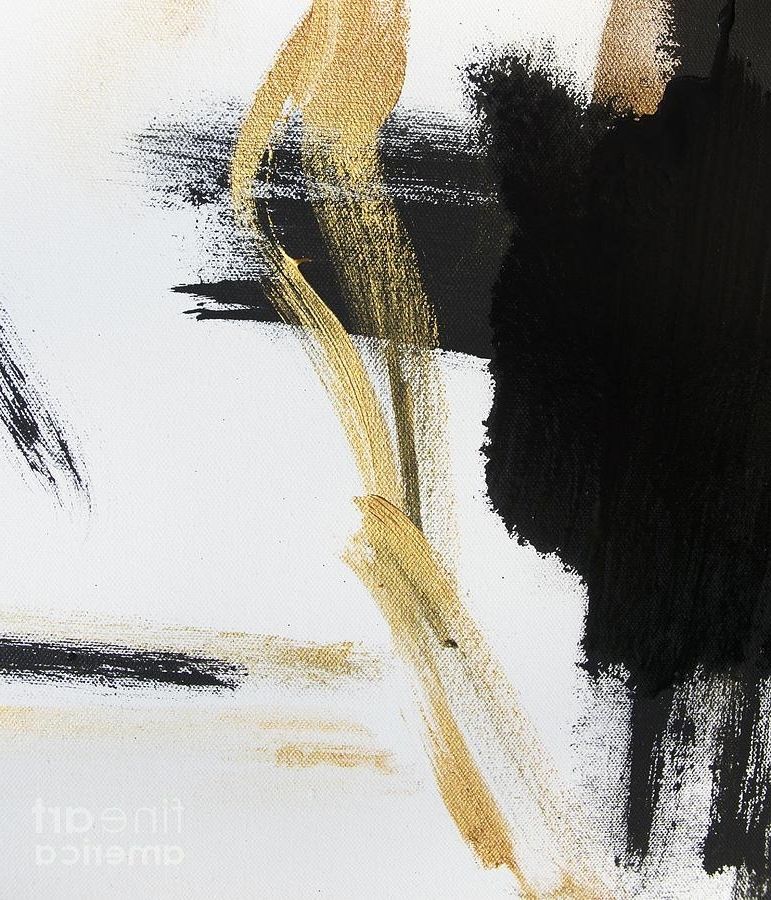Black And Gold Abstract Wall Art Within Most Current Gold Black And White Modern Abstract Paintingwall Art, White (View 7 of 15)
