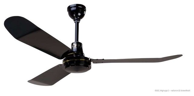 Black Outdoor Ceiling Fans Intended For Well Known Envirofan 160F 7Blk Gold Line Black 52" Ceiling Fan – Contemporary (View 3 of 15)