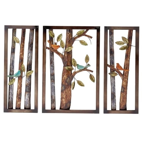 Botanical Metal Wall Art Intended For Widely Used Shop Morning Birds Botanical Handcrafted 3 Piece Metal Wall Art (View 8 of 15)