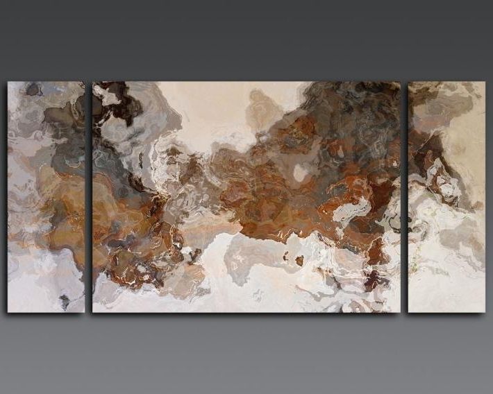 Brown Abstract Wall Art With Regard To Fashionable Brown Abstract Canvas Art Large Triptych Abstract Art 30x60 Canvas (Photo 5 of 15)