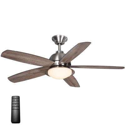 Brushed Nickel Outdoor Ceiling Fans Intended For Well Known Rustic – Nickel – Outdoor – Ceiling Fans – Lighting – The Home Depot (View 2 of 15)