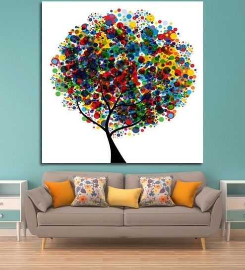 Buy Cotton Canvas 48 X 0.4 X 48 Inch Colourful Tree Painting Within Most Up To Date 48x48 Canvas Wall Art (Photo 9 of 15)