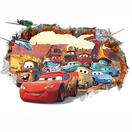 Cars 3D Wall Art For Current Amazon: Cars 3D Wall Decal Children Themed Art Wall Sticker Home (View 1 of 15)