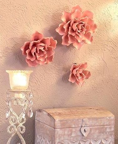 Ceramic Flower Wall Art Throughout 2017 Ceramic Wall Flowers Porcelain Clematis Flowers For Table Wall Or (Photo 10 of 15)