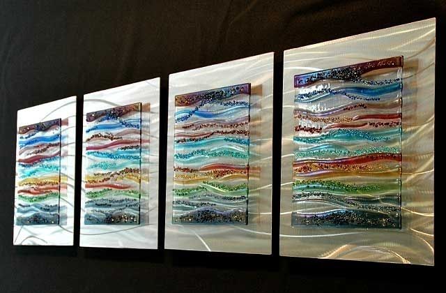 Contemporary Glass Wall Art, Fused Glass & Metal Wall Art,kim Throughout Current Fused Glass Wall Art (View 1 of 15)