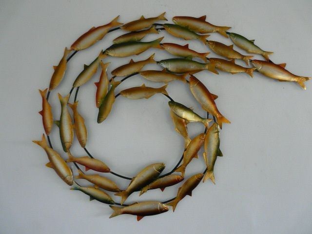 Contemporary Metal Wall Art "swirling Fish Shoal Intended For Well Known Fish Shoal Wall Art (View 12 of 15)