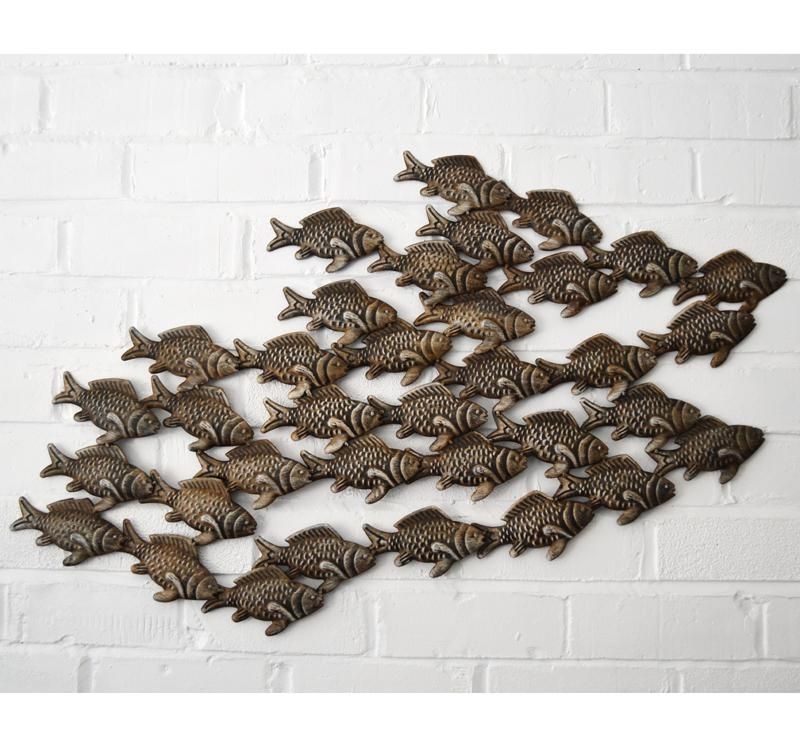 Current Fish Shoal Metal Wall Art Throughout Metal Wall Art – Shoal Of Fish – Coastalhome.co.uk: (Photo 1 of 15)