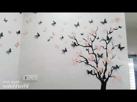 Diy 3D Butterfly Wall Art – Youtube Intended For Fashionable Diy 3D Butterfly Wall Art (View 1 of 15)