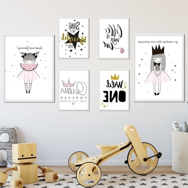 Famous Childrens Wall Art Canvas Pertaining To Children Posters Cute Cartoon Girl Wall Art Canvas Prints Cartoon (Photo 1 of 15)