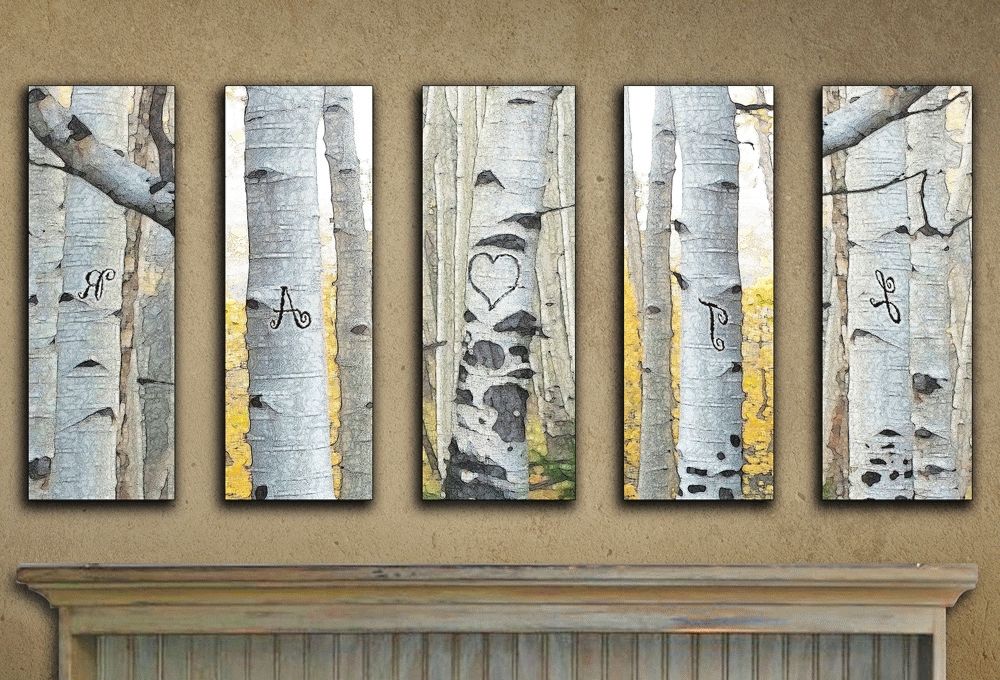 Famous Large Personalized Aspen Wall Art (set Of 5) Throughout Aspen Tree Wall Art (View 14 of 15)