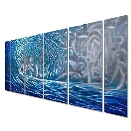 Fashionable Amazon: Pure Art Blue Ocean Waves Metal Wall Art, Large Decor In With Waves 3D Wall Art (View 10 of 15)