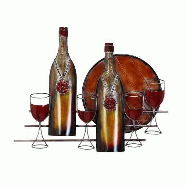 Fashionable Metal Wine Themed Wall Art With Bottles And Glasses (View 5 of 15)