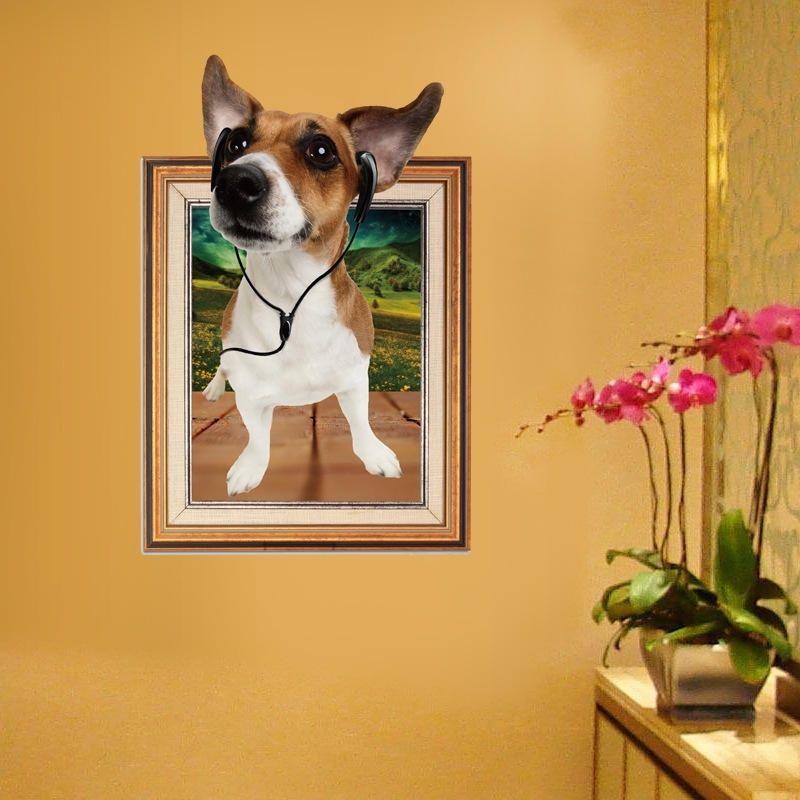 Fashionable Miico 3d Creative Pvc Wall Stickers Home Decor Mural Art Removable With Regard To Dogs 3d Wall Art (View 13 of 15)