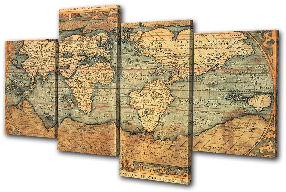 Fashionable Old World Atlas Maps Flags Multi Canvas Wall Art Picture Print Va (Photo 1 of 15)