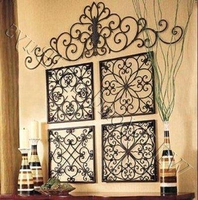 Faux Wrought Iron Wall Decors Intended For Recent Wrought Iron Outdoor Wall Decor Square Wrought Iron Wall Grille (View 3 of 15)