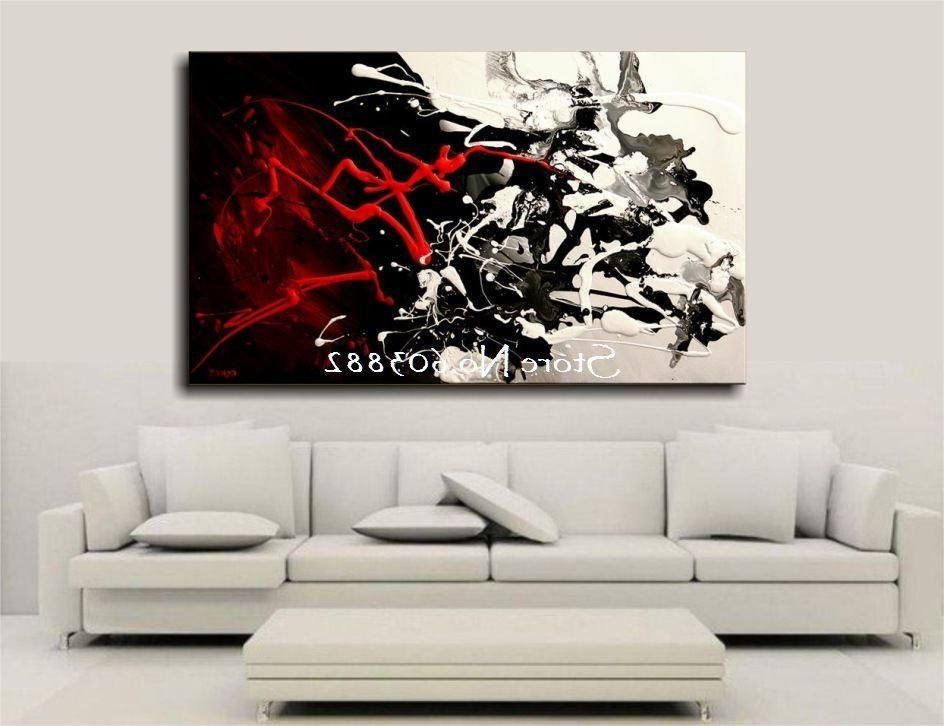 Favorite Black And White Canvas Art Cheap Hand Painted Discount Large Black Intended For Black And White Wall Art With Red (View 6 of 15)