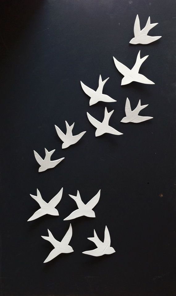 Flock – 11 Porcelain Ceramic Wall Art Swallows Bird Wall Sculpture With Regard To Widely Used Ceramic Bird Wall Art (View 8 of 15)
