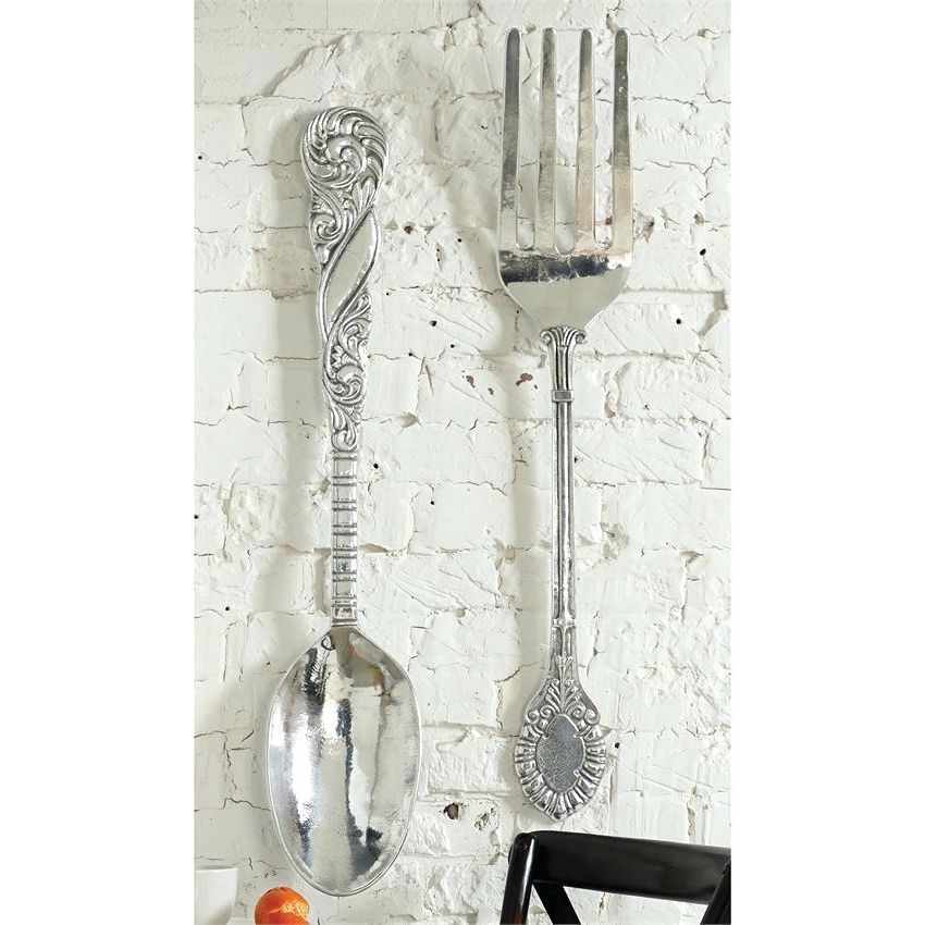 Fork Wall Decor Utensil Wall Decor Giant Utensil Wall Art Mud Pie Pertaining To Famous Large Utensil Wall Art (View 5 of 15)