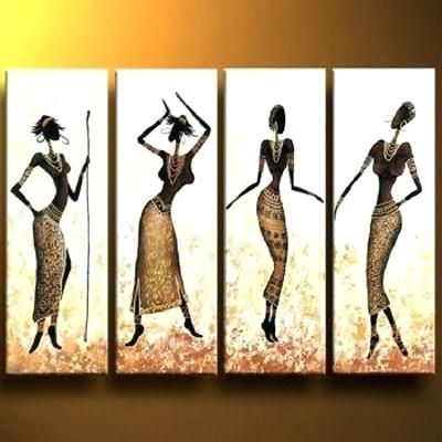 Framed Painting On Wall Girls Dance In Gold Oil Painting Abstract Intended For Most Popular Framed Abstract Wall Art (View 13 of 15)