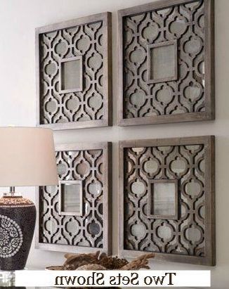 Fretwork Wall Art With Most Up To Date Amazon – Silver Square Fretwork Wood Mirror Wall Art Pair (View 1 of 15)