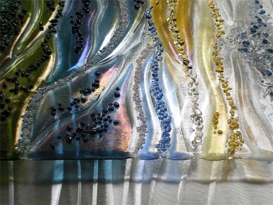 Fused Glass Wall Art Panels For Recent Glass Wall Art, Contemporary Fused Glass & Metal Wall Art Panels (View 8 of 15)