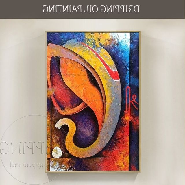 Gifted Artist Pure Handmade Textured Ganesh Knife Oil Painting On Regarding Most Recent Abstract Ganesha Wall Art (View 6 of 15)